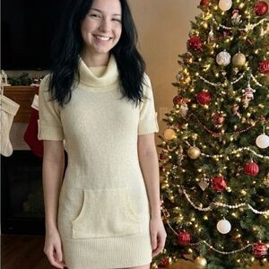 Poof Excellence Cream Cowl Neck Sweater Dress